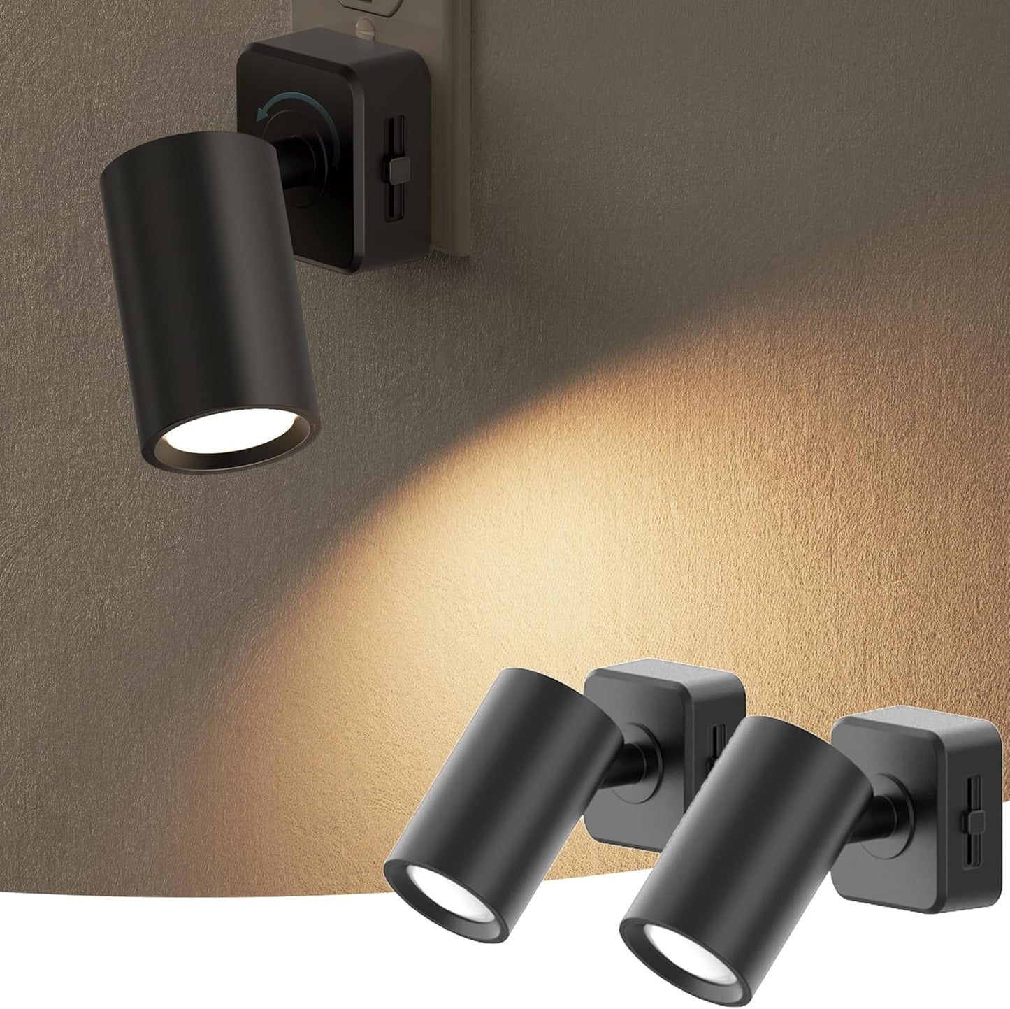 Briignite Night Lights Plug into Wall, Rotating Night Light Plug in, 2Pack, Dusk to Dawn Dimmable Nightlight Soft White, 1W Led Night Light for Bedroom, Kids Room, Bathroom