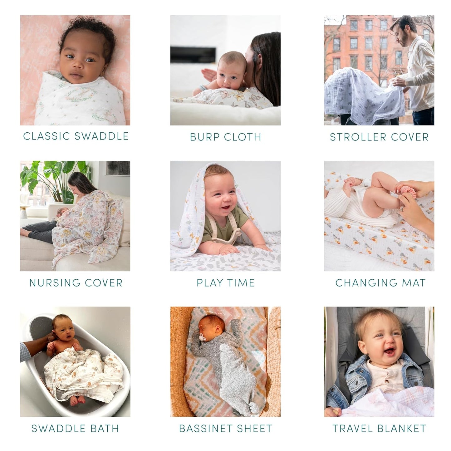 aden + anais Essentials Washcloth 3-Pack, Super Soft 100% Cotton Muslin, Gentle on Skin, 3 Absorbent 11x11 Layers, Softer with Every Use, Perfect for Babies, Infants, Toddlers, Country Floral