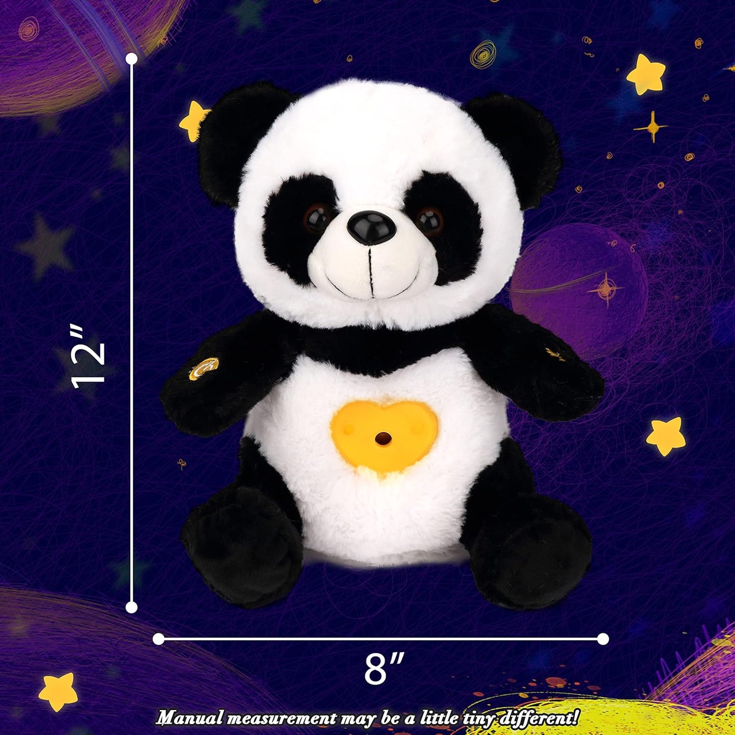 Cuteoy Plush Panda Star Projector Musical Adjustable Singing Night Light Stuffed Animals Glowing Plushies Toy Gifts for Kids Birthday Easter Christmas,12''