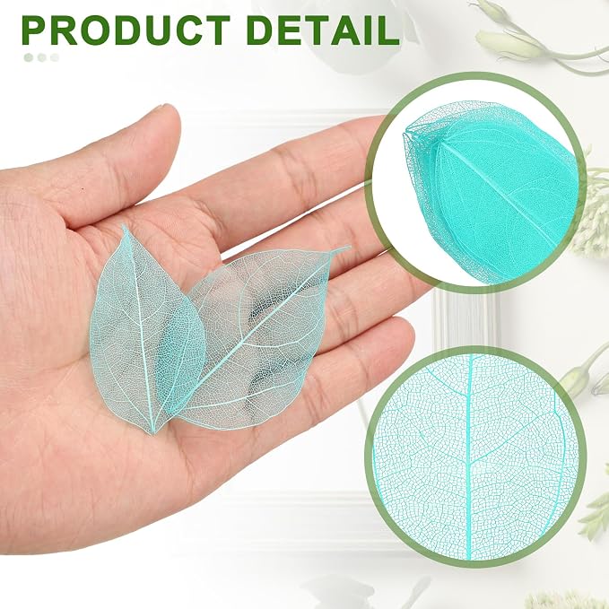 uxcell 100 Pcs Blue Skeleton Leaves