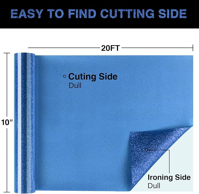 Blue Glitter HTV Heat Transfer Vinyl Roll 12inch x 20 ft