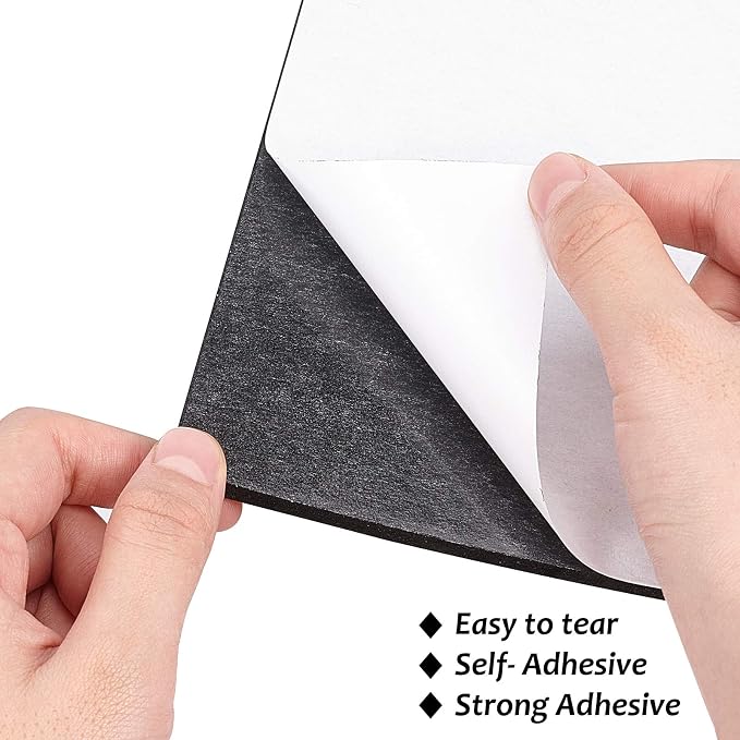 BENECREAT 6PCS Self Adhesive Backed Foam Sheet 12x8 Inch Black Nonslip EVA Foam