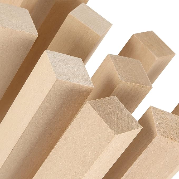 JAPCHET 20 PCS 6 x 1 x 1 Inch Basswood Carving Blocks, Natural Whittling Blocks