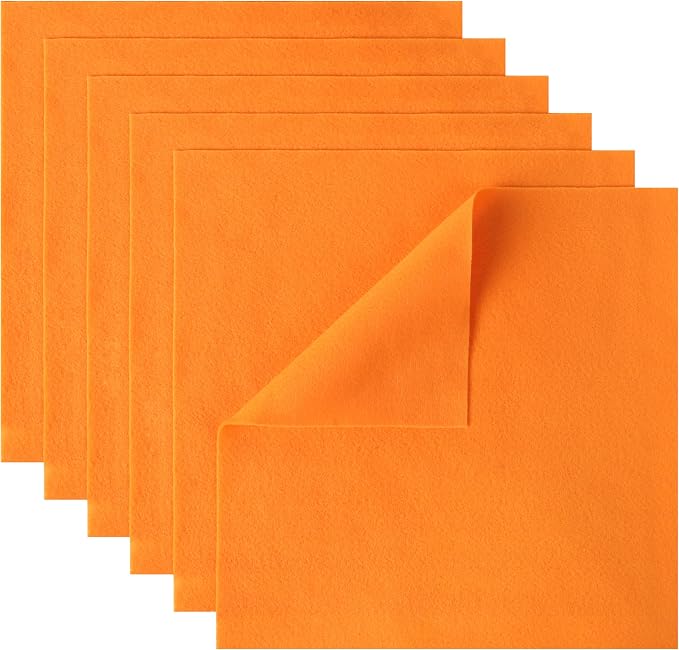 HaoFeiJH 6 Pcs Soft Orange Felt Fabric Sheets