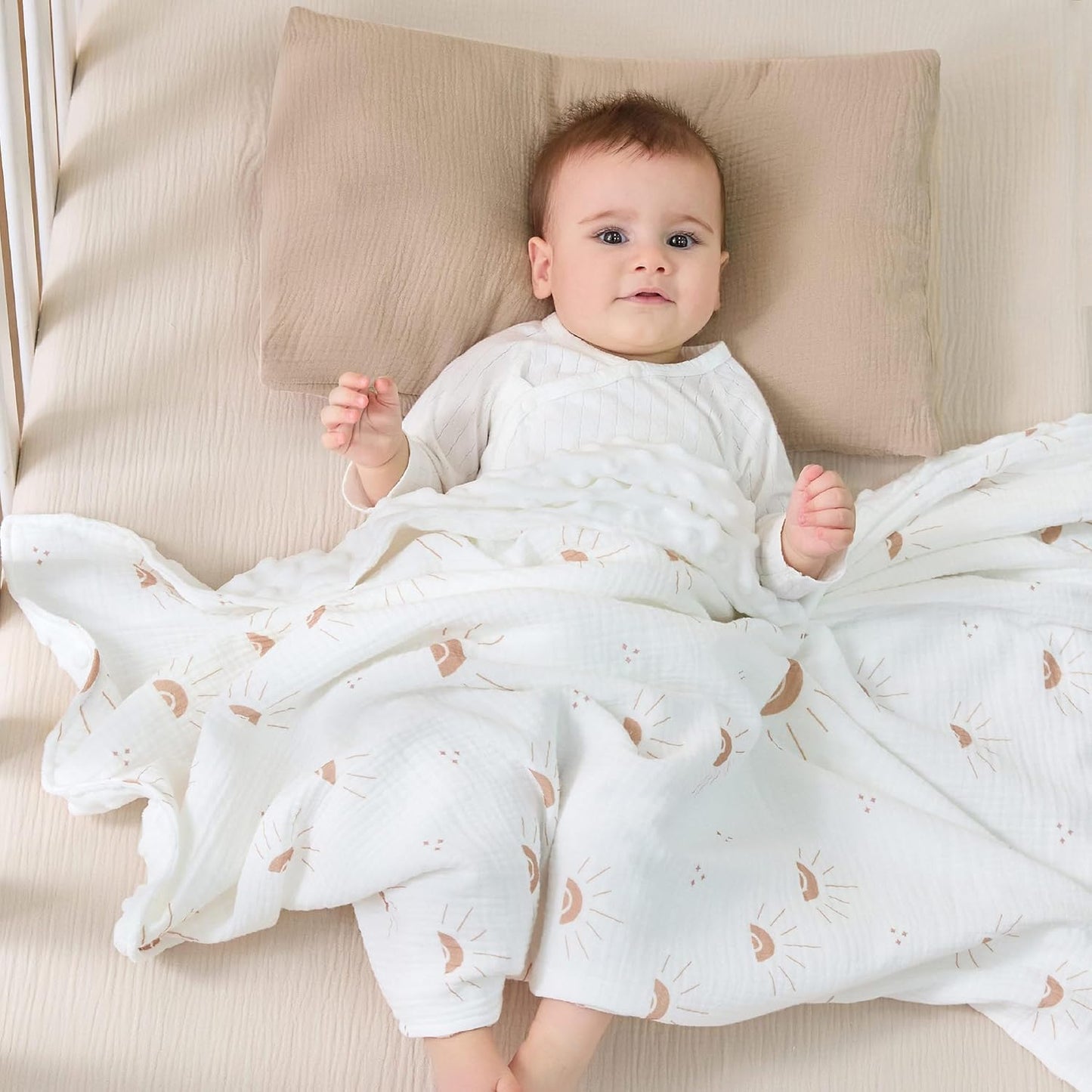 JELLYMONI 2 Pack Muslin Toddler Pillowcase for 13x18 Pillow, 100% Cotton Baby Pillow Case Cover for Bed, Toddler Cot and Travel, Soft & Breathable Baby Kids Envelope Pillowcase, No Pillow