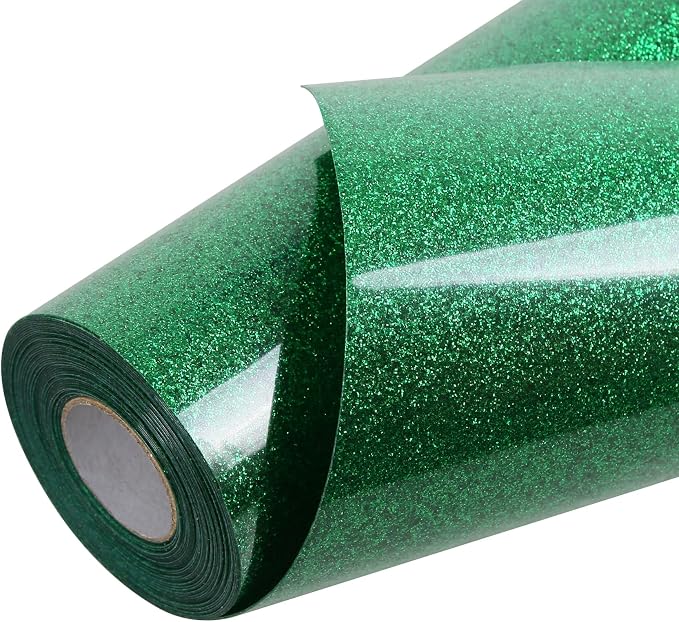 TORC Green Glitter HTV Heat Transfer Vinyl Roll 12 inch x 20 ft Iron on Vinyl