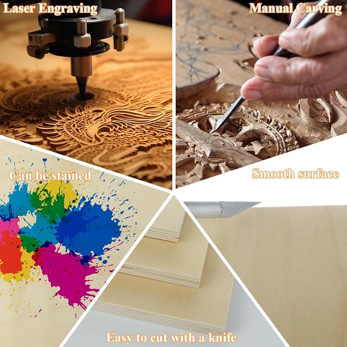 5 Pack Basswood Sheets for Crafts, Pyrography, Wood Engraving, Wood Burning