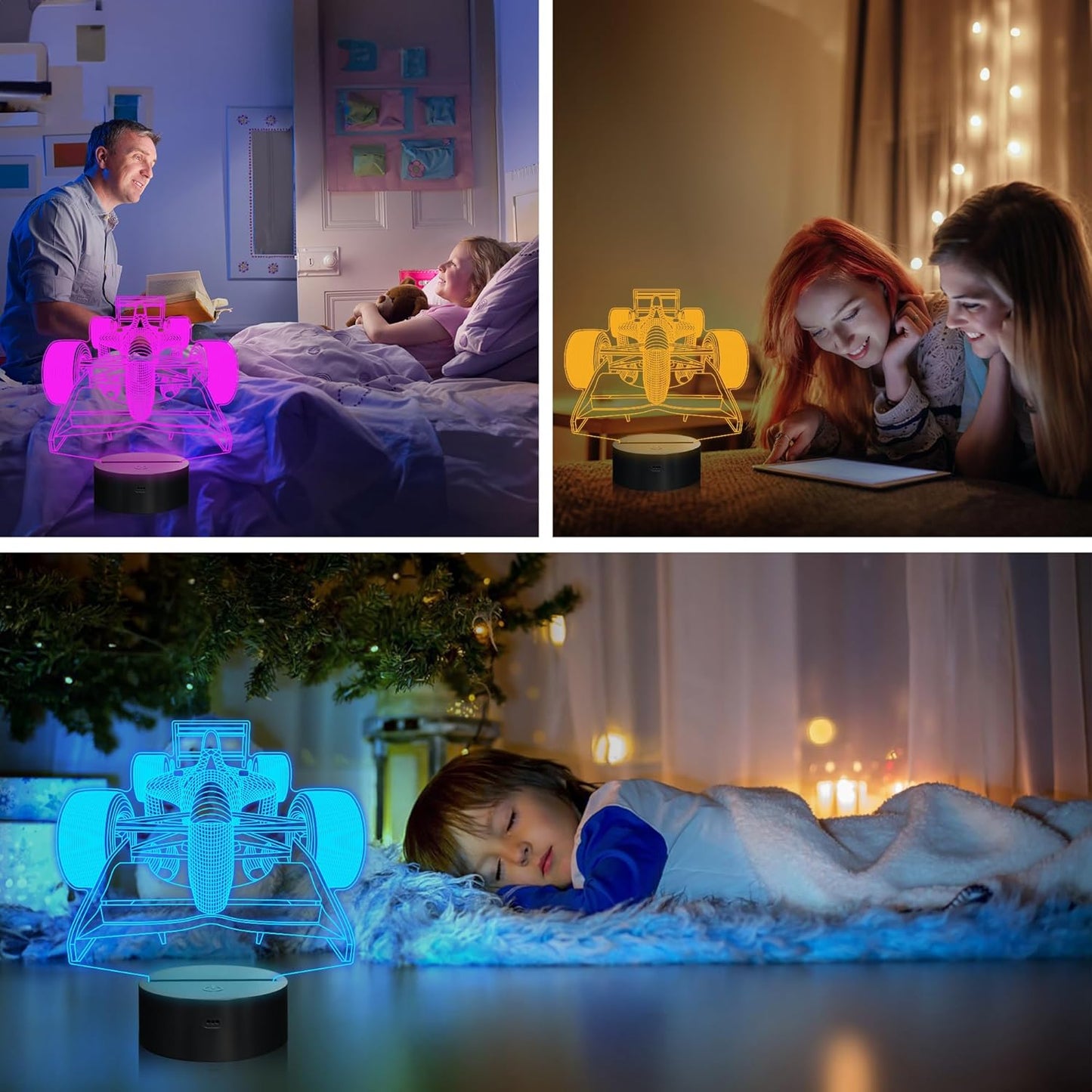 F1 Gifts for Boys Men, Formula 1 Racing Car 3D Illusion lamp Roadster Night Light for Kids Boys Bedroom Decor,16 Colors Changing Lighting Lamp with Remote Control