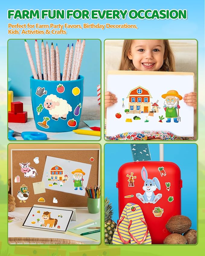 Aowplc 48 Sheets Farm Animal Make‑a‑Face Stickers