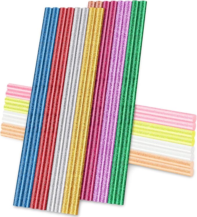 Glitter Color Hot Glue Sticks, All Temperature Adhesive EVA Glue Sticks
