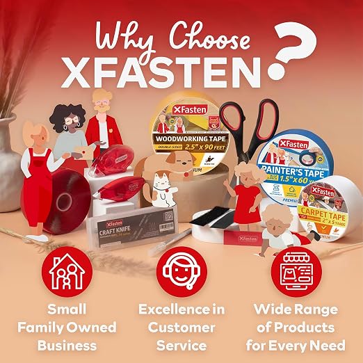 XFasten Double Sided Tape, Removable and Residue-Free, 2-Inch x 30 Yards