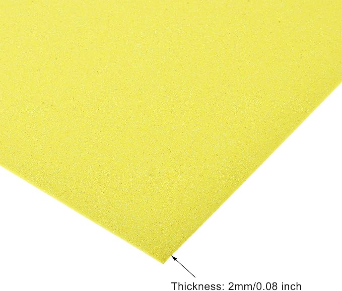 uxcell Light Yellow Shiny EVA Foam Sheets 12 x 8 Inch 2mm Thick