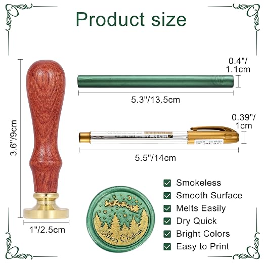 Yoption Wax Seal Kit, Santa Claus and Elk Wax Seal Stamp, Wine Packages