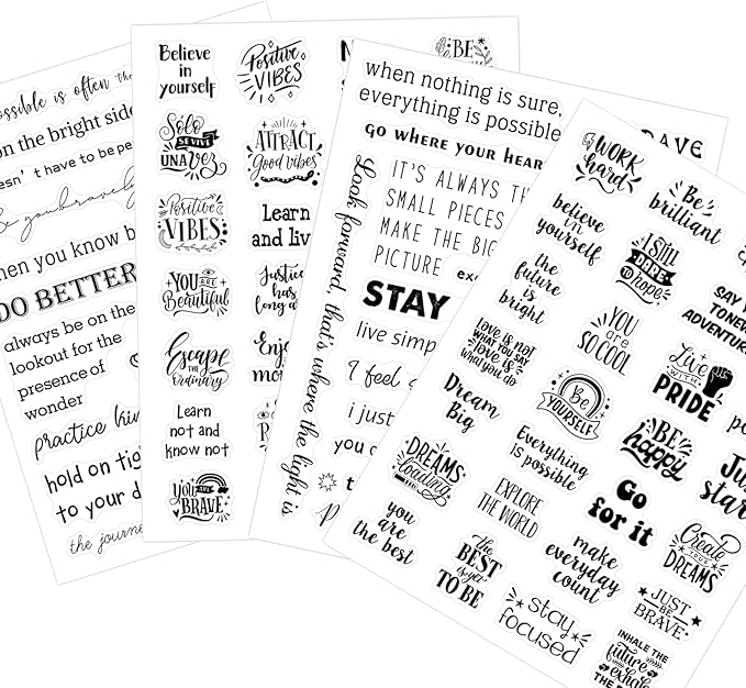 Yoksas 100Pcs Black Inspirational Quotes Stickers