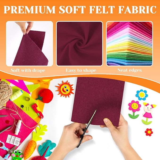 IONTACH 9" X 12" Soft Felt Sheets 1.6mm Thick | Felt Fabric