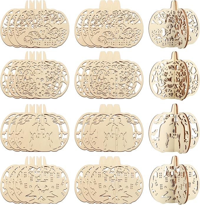 COCHIE DIY 3D Halloween Pumpkin Wood Crafts to Paint