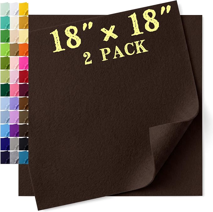 Felt Fabric Sheet 18 x 18 Inch, 1.6mm Thick | Soft and Flexible Nonwoven