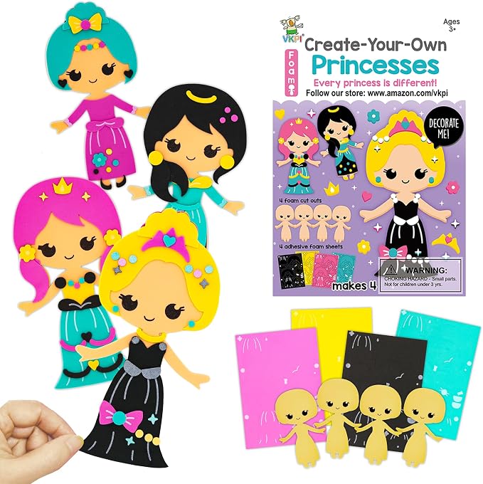 VKPI 4 Pieces EVA Foam Art Crafts Gift Kit, Creative Make Your Own Princess