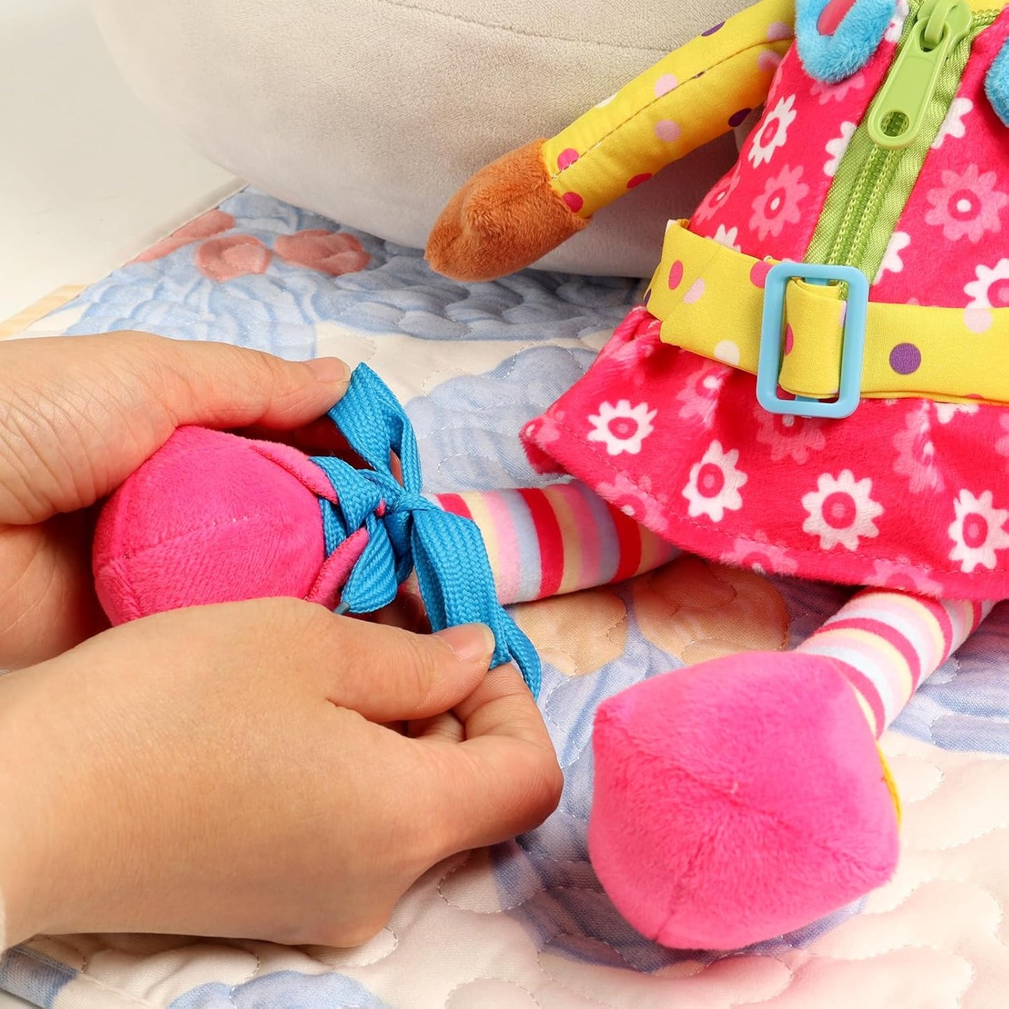 Snuggle Stuffs Sugar Snap Plush Learn to Dress Doll for Toddlers - 15" - for 2 Year Old Girl - Montessori