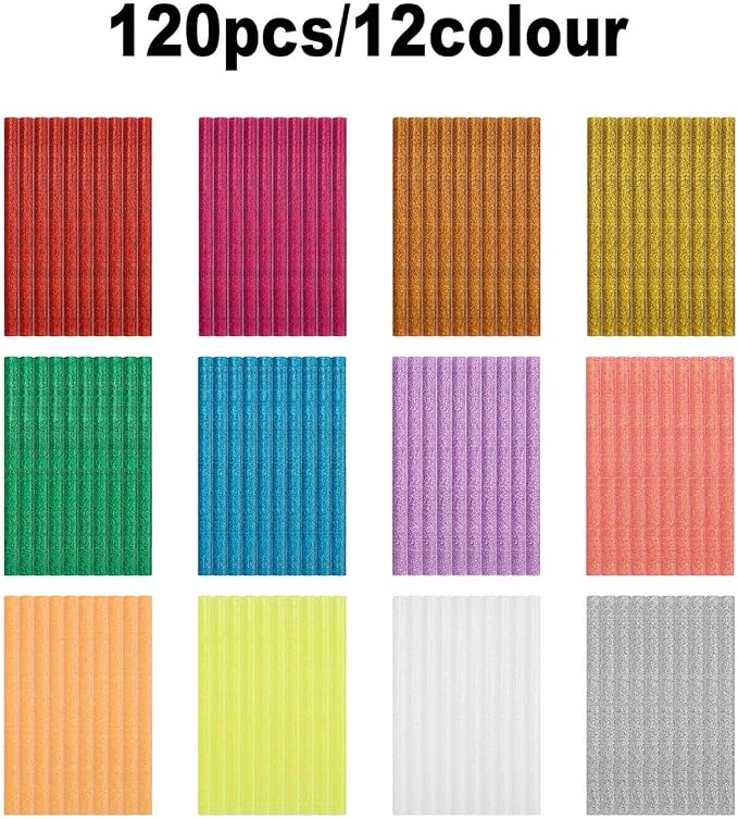 Gartful 120PCS Glitter Mini Hot Glue Sticks