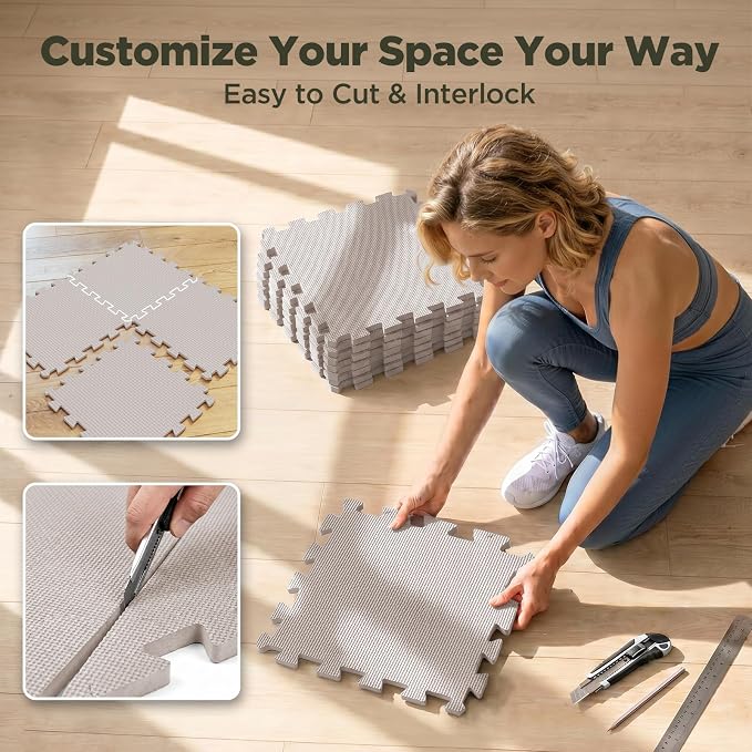 AIRHOP 18 PCS Gym Floor Mat, EVA Foam Puzzle Gym Mat, High-Density Interlocking