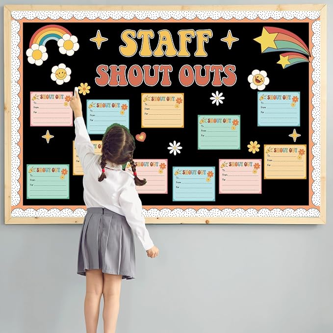 Boho Hippie Staff Shout Outs Bulletin Board Decorations Groovy Retro Staff