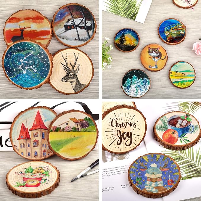 LESUMI Wood Slices with Bark, DIY Craft Supplies