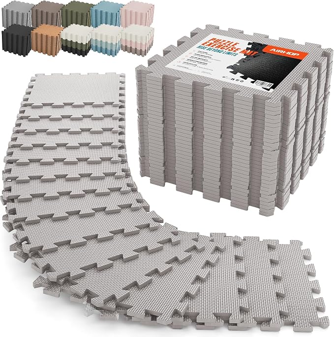 AIRHOP 18 PCS Gym Floor Mat, EVA Foam Puzzle Gym Mat, High-Density Interlocking