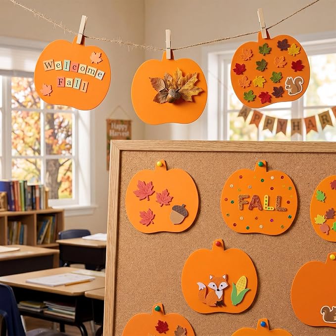 Ireer 48 Pcs Large Foam Pumpkin Cutouts 6 Inch Halloween Crafts Cutouts Fall