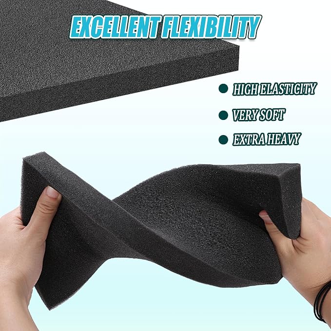 Black Packing Foam Sheets- 8PCS Cuttable Polyurethane Foam Pads Polyurethane