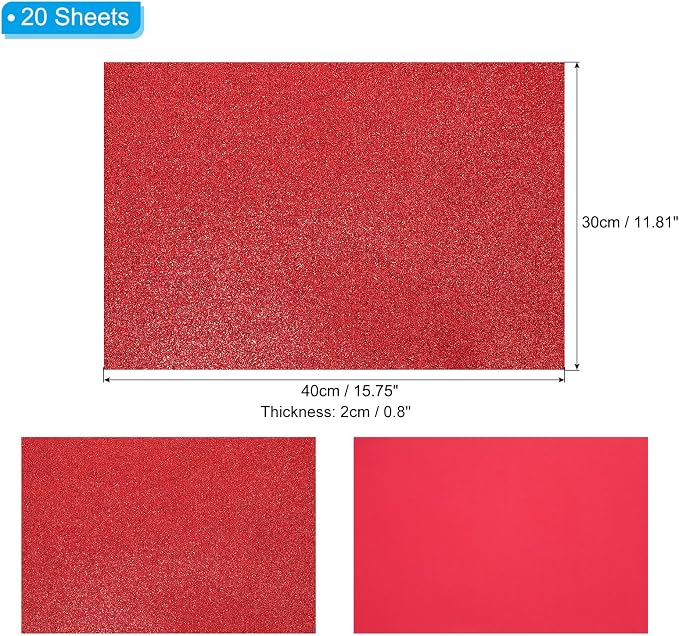 PATIKIL 20 Sheets 2mm Glitter Foam Sheet