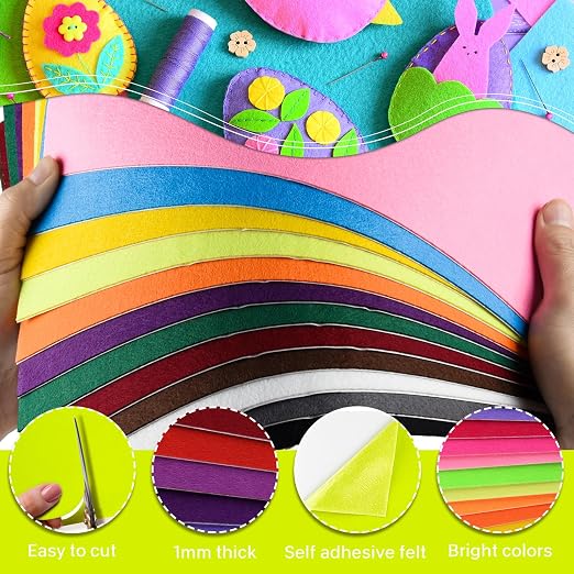 Morcheiong 12 Pcs Self Adhesive Felt Sheet Soft Felt Sheets