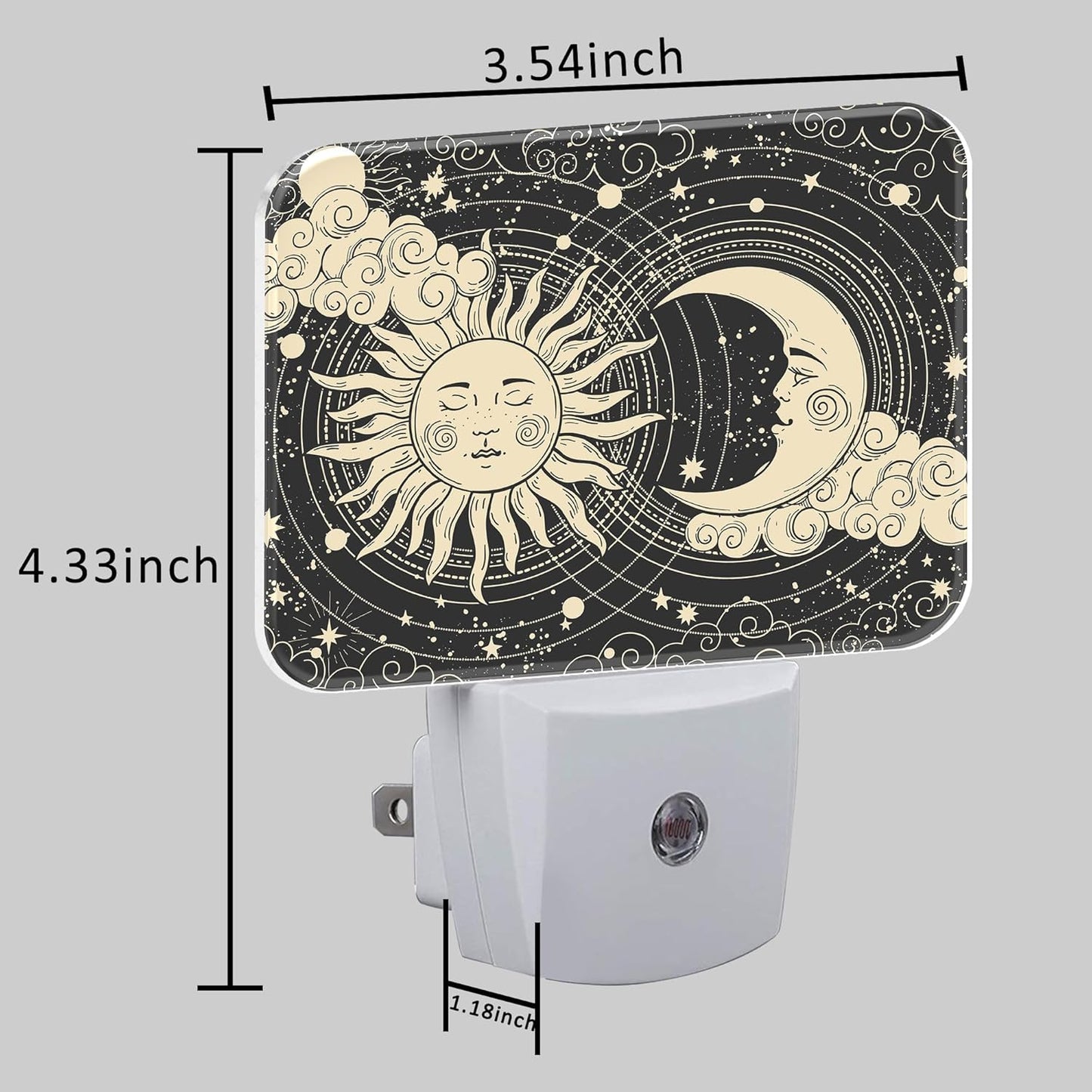 Sun and Moon with Faces Plug in Night Lights, Astrology Nightlight Plug Into Wall Dusk to Dawn Sensor for Kid Girls Boys Women Men Room, Hallway, Kitchen, Bathroom, Stairs Decor