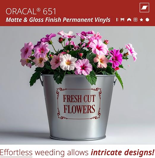 ORACAL 651 Matte Burgundy Vinyl Durable Roll Easy to Weed Permanent Adhesive