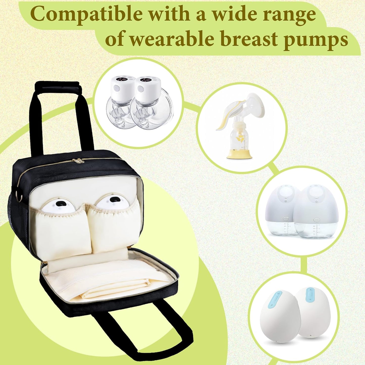 Breastmilk Cooler Bag with Ice Pack, Wearable Breast Pump Storage Bag, Insulated Bottle Travel Bag Compatible with Momcozy/Elvie/Willow, Fits Baby Bottles up to 9 Ounce with Shoulder Strap Black Mini