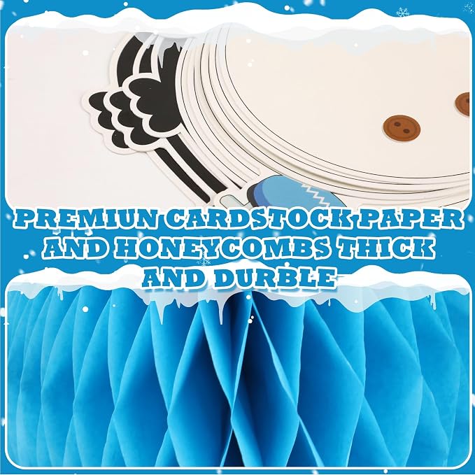 Naozinebi 53PCS 3D Winter Honeycomb Bulletin Board Snowflake Penguin Bulletin