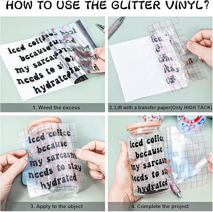 VINYL FROG Shimmer Adhesive Vinyl 12"x60" Black Glitter Craft Permanent Vinyl