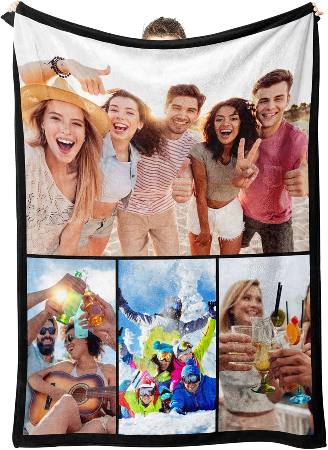 Custom Blanket with Photos Text Personalized Blanket Thows with Picture Customizable Photo Blankets Gifts for Mom Dad Couple Girlfriend Boyfriend Wife Husband, 60 * 80in