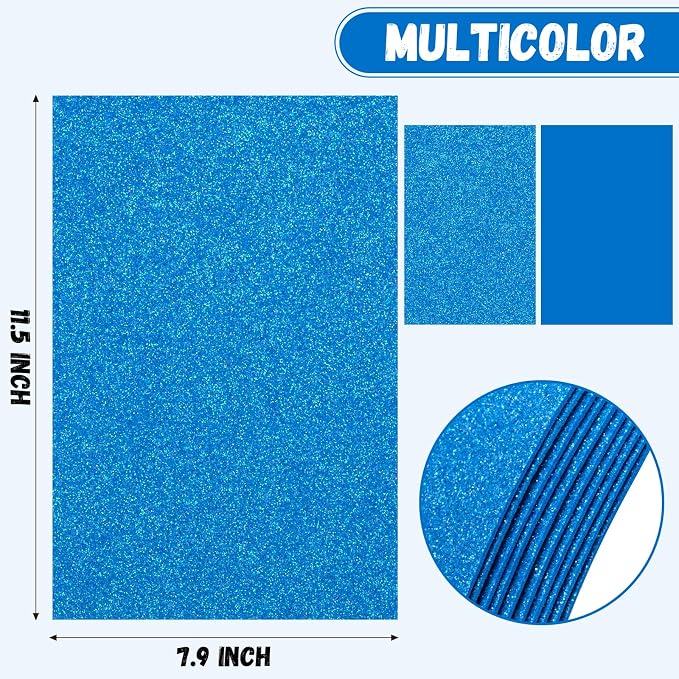 10 Pack Glitter Foam Sheets Craft 8 x 12 inch | Sparkles Foam Paper