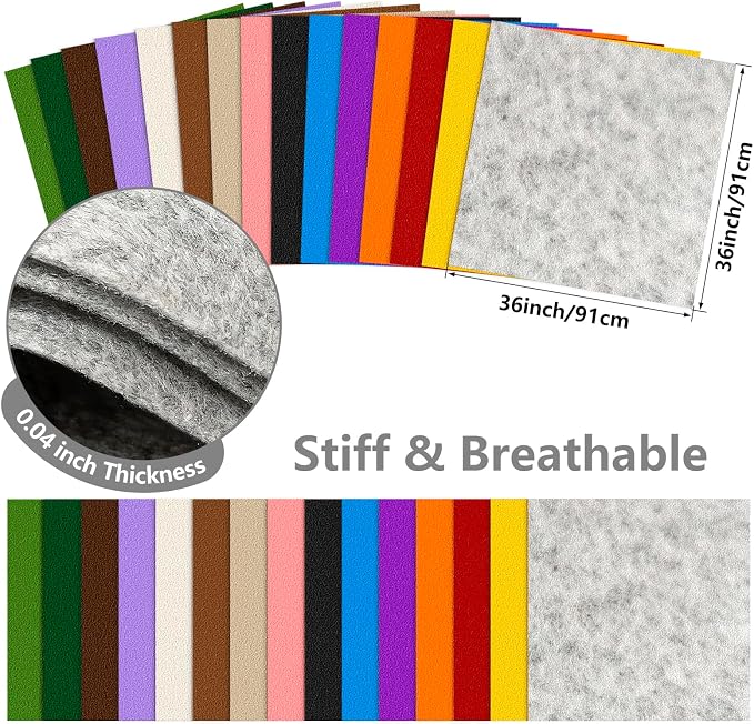 Felt Fabric 36'' X 36'' Large Felt Sheets Stiff Craft Felt by The Yard