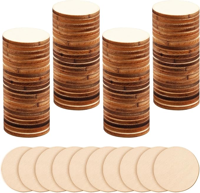 100 Pack Unfinished Wood Circles