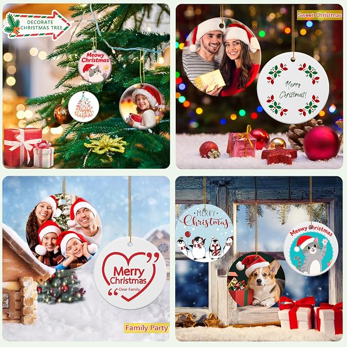 25 PCS Ceramic Sublimation Ornament Blanks Bulk 3 Inch White Round Crafts DIY