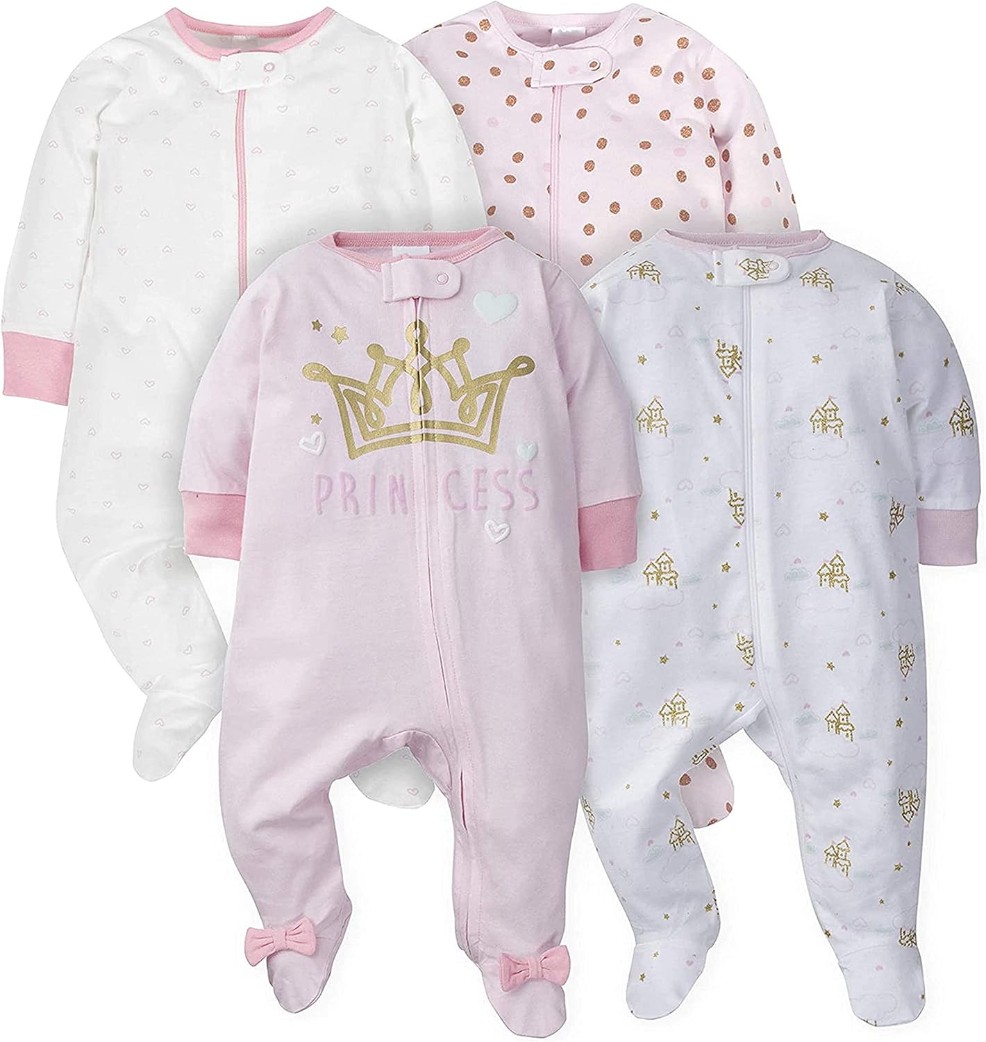 Gerber Baby Girls 4 Pack Sleep 'N Play Footie