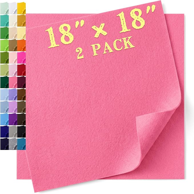 Felt Fabric Sheet 18 x 18 Inch, 1.6mm Thick | Soft and Flexible Nonwoven