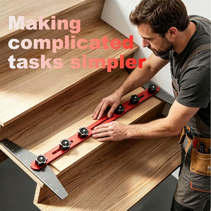 Stair Tread Template Tool, Modular Adjustable Stair Gauge | 10.5-60.5 in