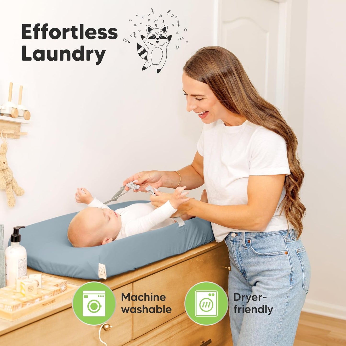 2-Pack Baby Changing Pad Cover for Girl, Boy - 32x16 Soft Viscose Derived from Bamboo Baby Diaper Changing Table Pad Cover Sheets, Neutral, Snug Fit Nursery Diaper Change Sheets (Steel)