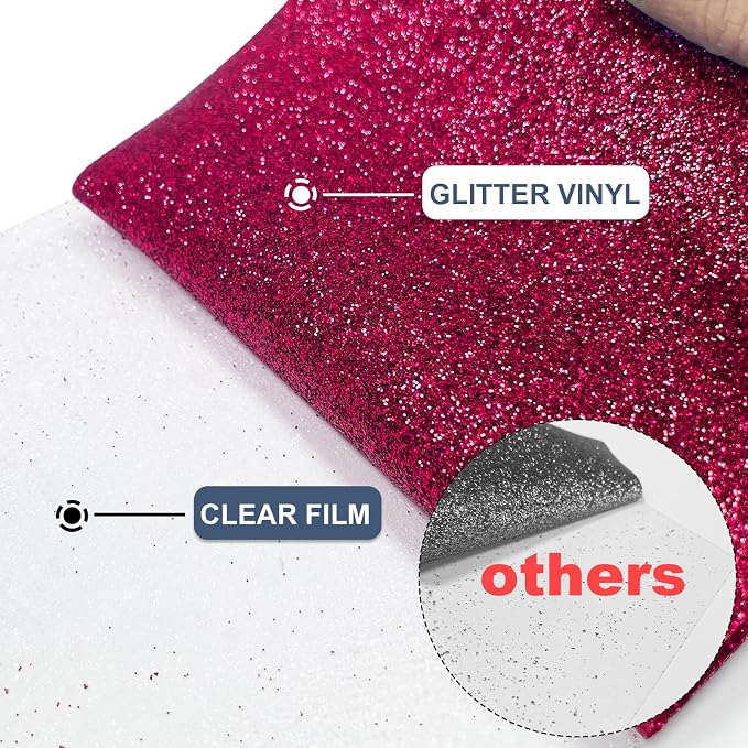 Rose Red Glitter Heat Transfer Vinyl 12" x 8 ft HTV