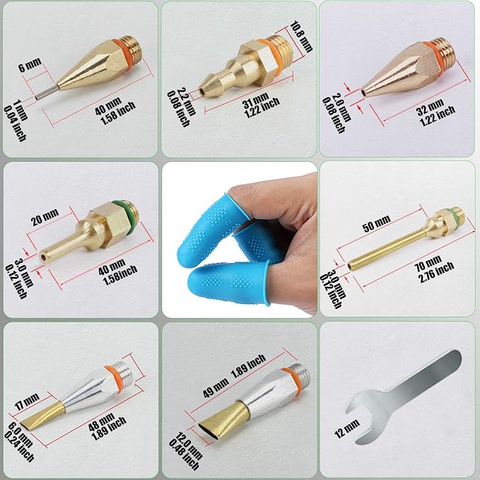 MONVICT Hot Melt Glue Gun with 7 Copper Nozzles, Heavy Duty | 3 Silicone Finger