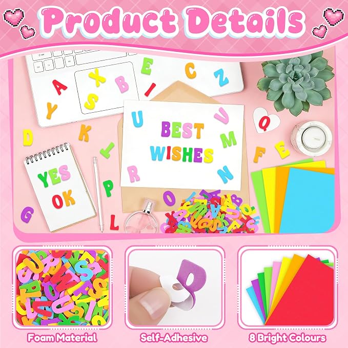 Letter Stickers, 3D Self-Adhesive Alphabet Stickers