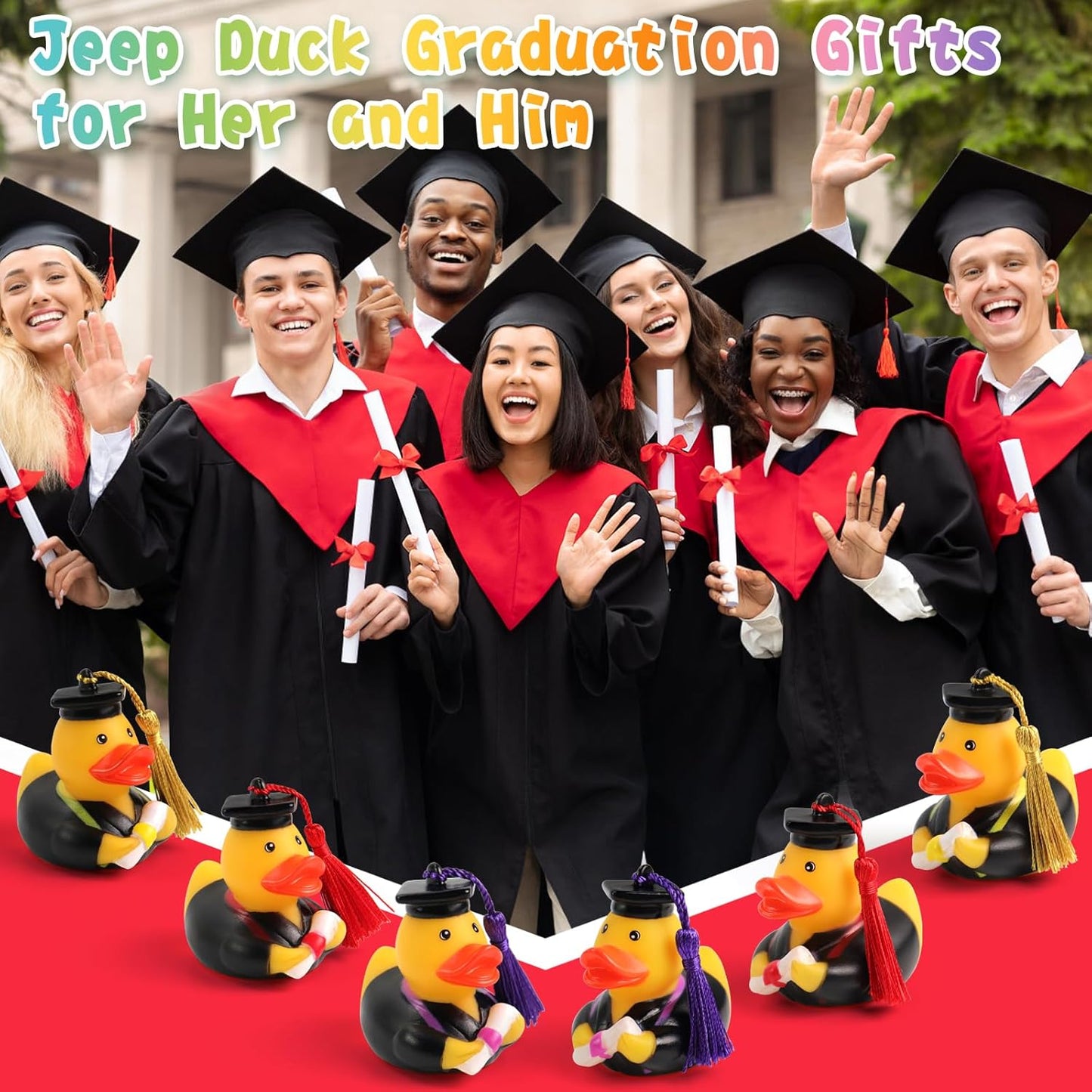 Graduation Ducks Class of 2025 - 36Pc Rubber Ducks with Grad Cap Diploma,College Student Son Daughter School Graduation Gifts Party Favor,Funny Cute Bulk Toys for Her&Him